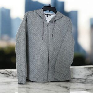 Gray Quilted Hoodie Sweater